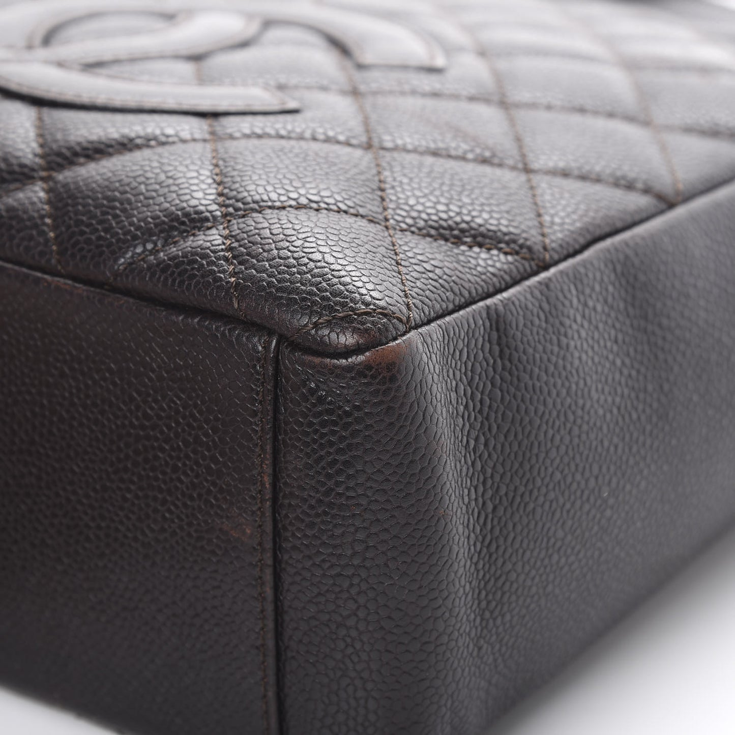 Caviar Petit Shopping Tote PST Dark Brown