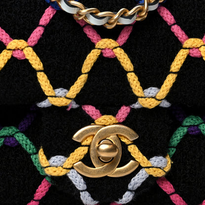 Chanel Tweed Diamond Threaded Mini Rectangular Pearl Crush Flap Black Multicolor 8 of 10