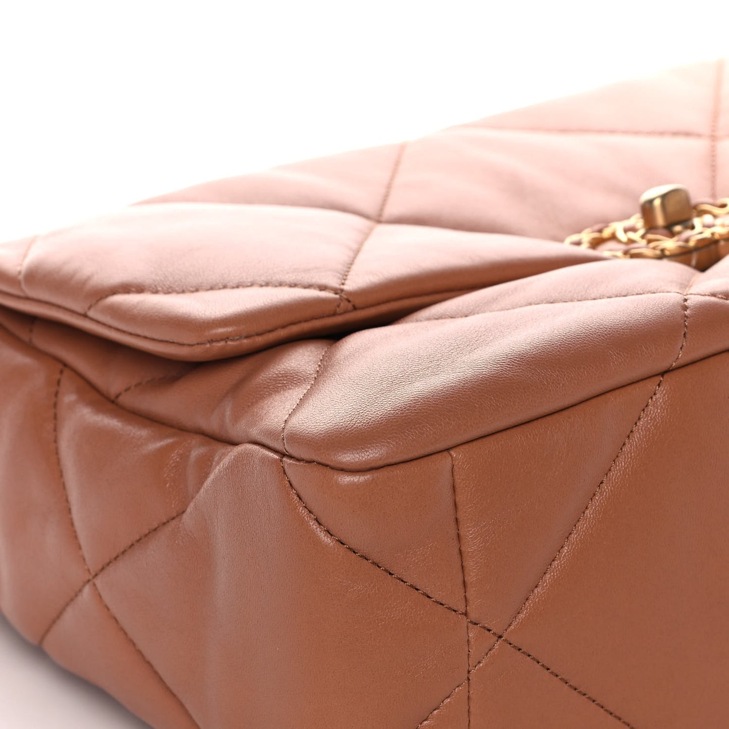 Lambskin Quilted Large Chanel 19 Flap Brown