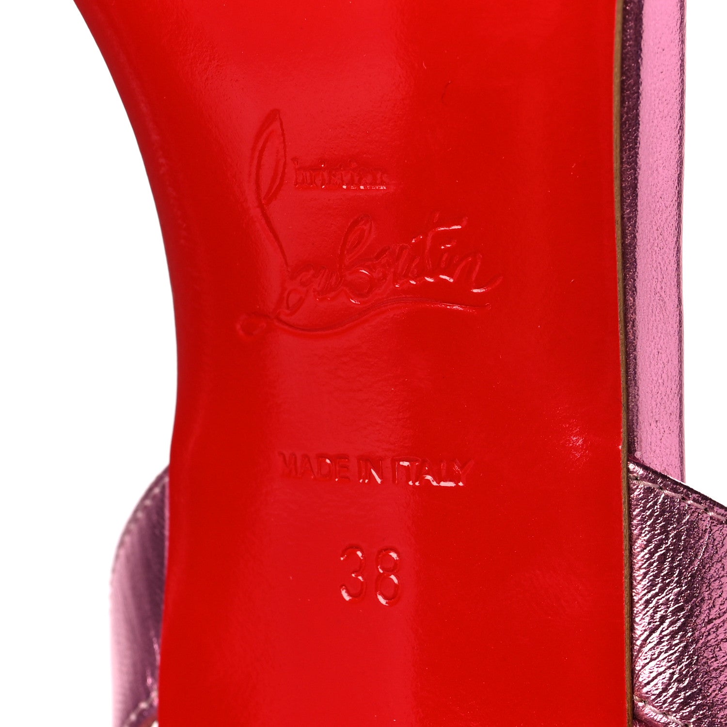 Christian Louboutin Metallic Calfskin O Marylin Slingback Sandal Heels 38 Pink 6 of 11