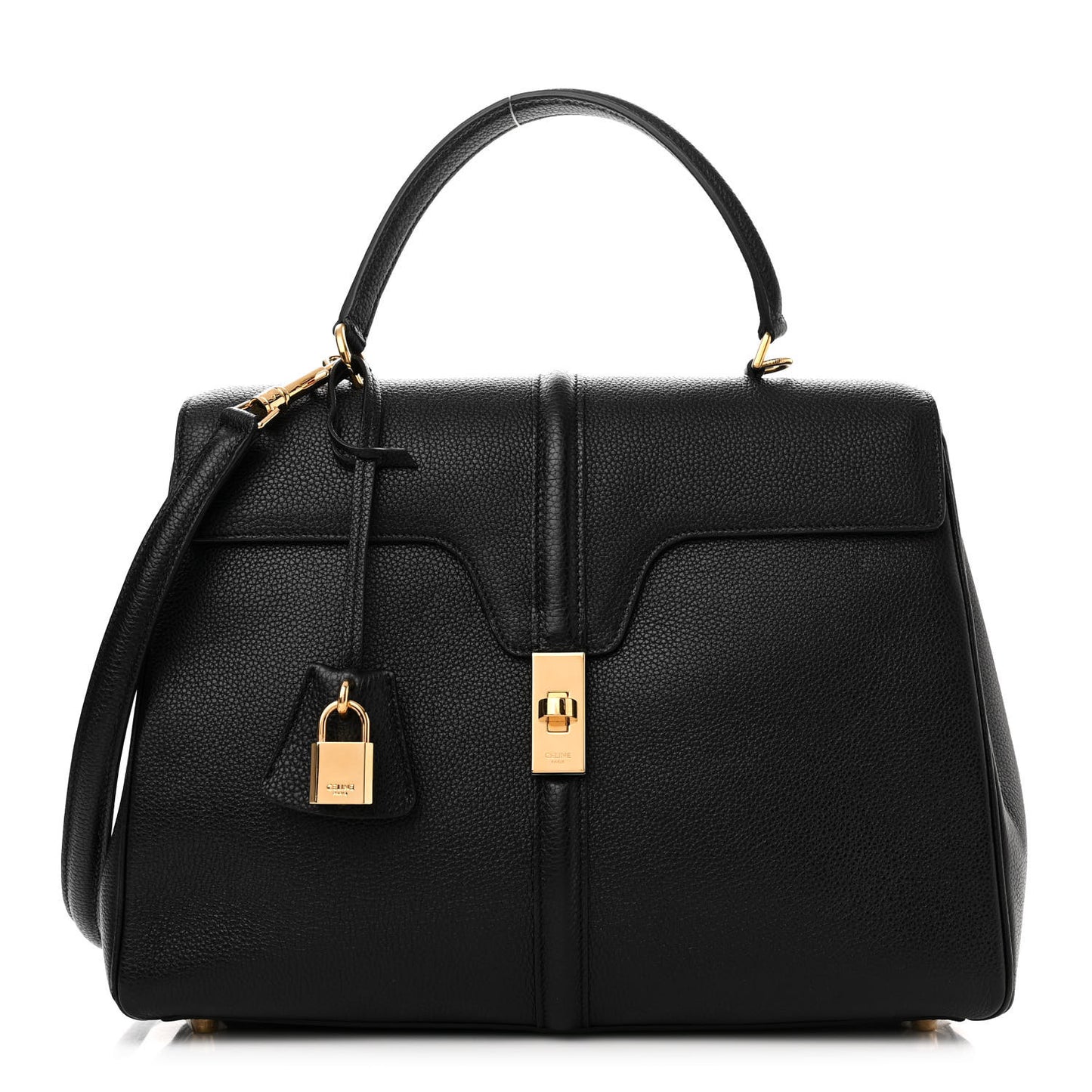 Grained Calfskin Classique 16 Top Handle Bag Black