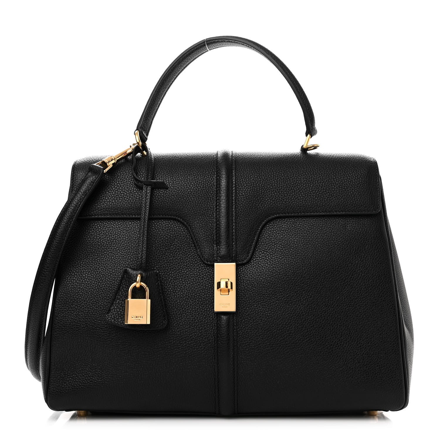 Celine Grained Calfskin Classique 16 Top Handle Bag Black 1 of 13