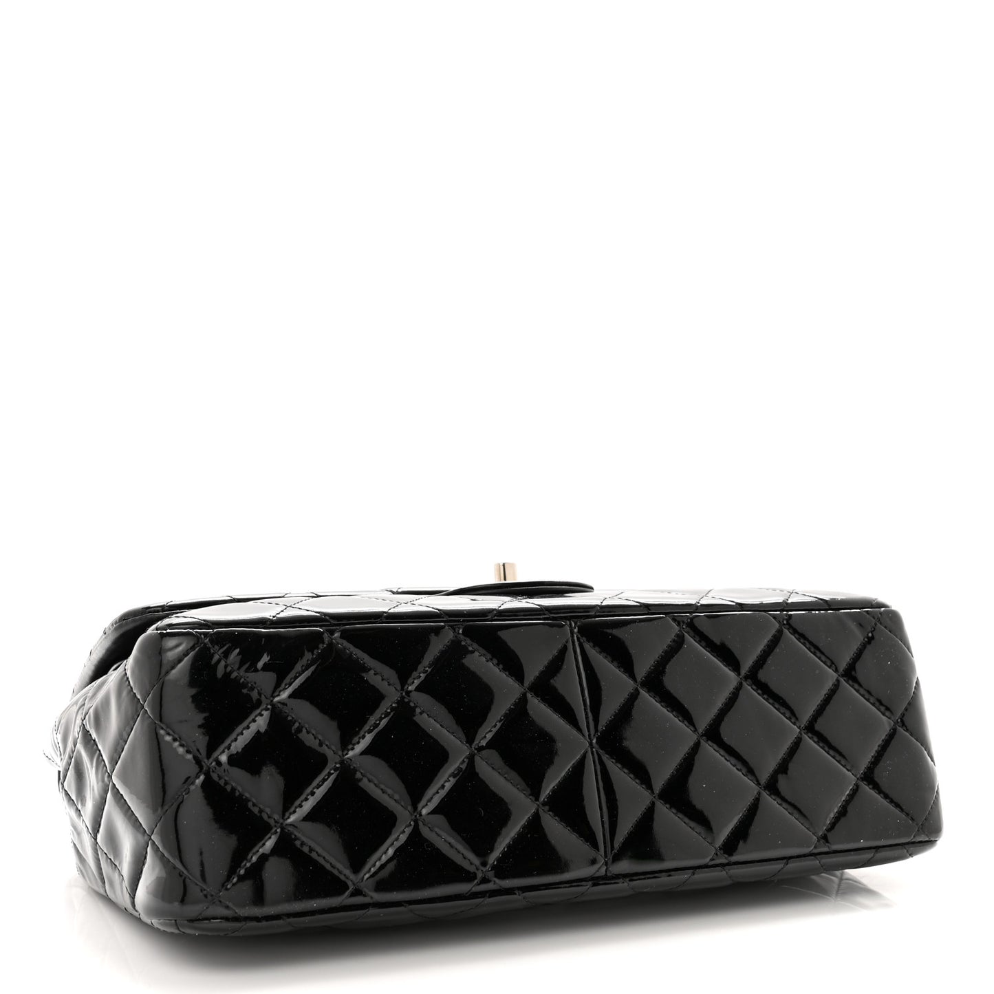 Patent Quilted Jumbo Double Flap Black