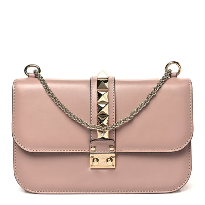 Valentino Garavani Vitello Medium Glam Lock Rockstud Flap Poudre 1 of 9