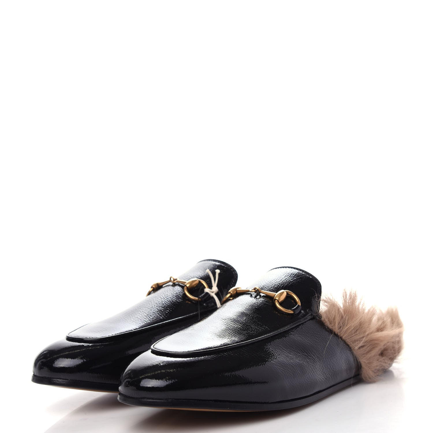Gucci Patent Fur Womens Princetown Slippers 39 Black 3 of 9