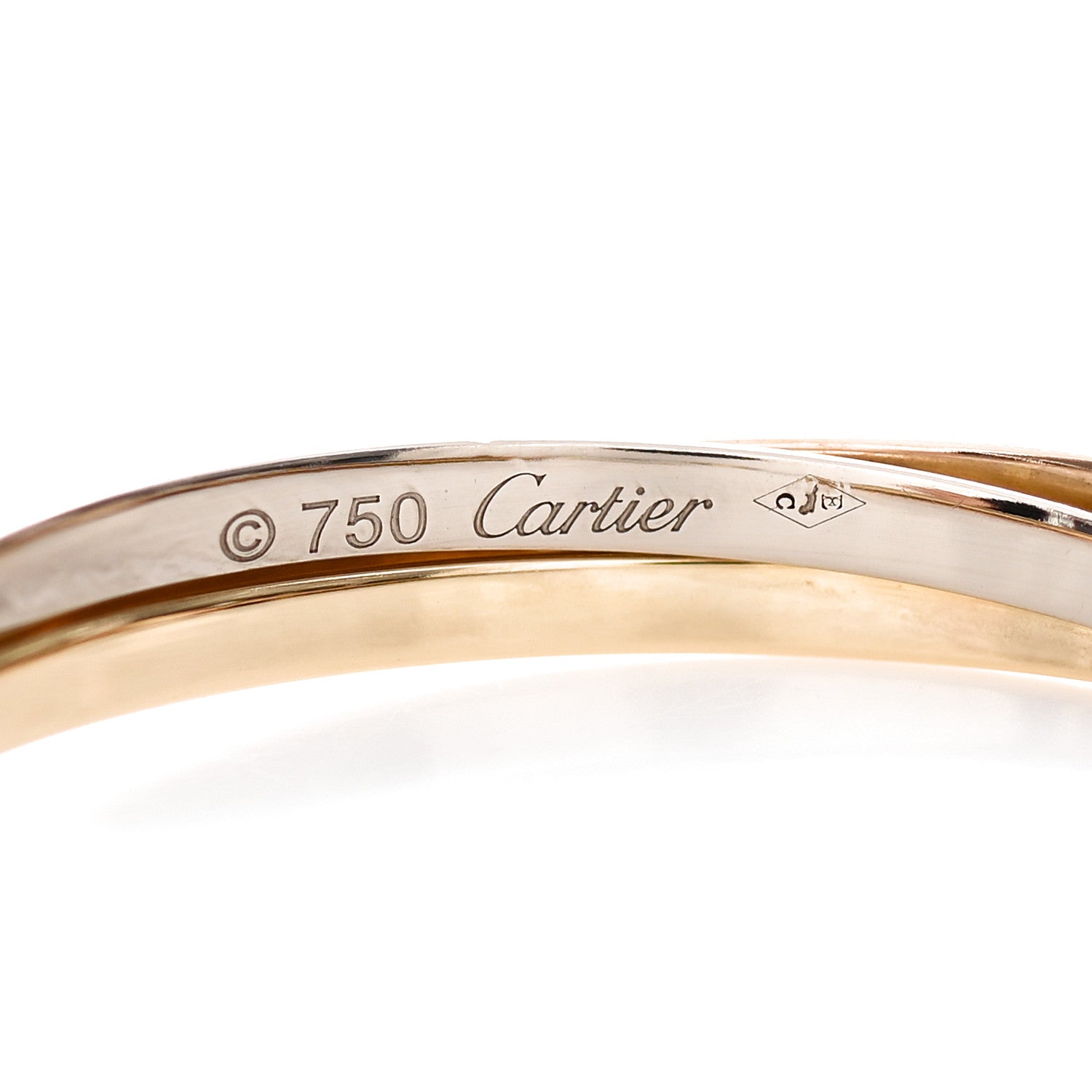 Cartier 18K Pink Yellow White Gold Trinity Hoop Earrings 4 of 4