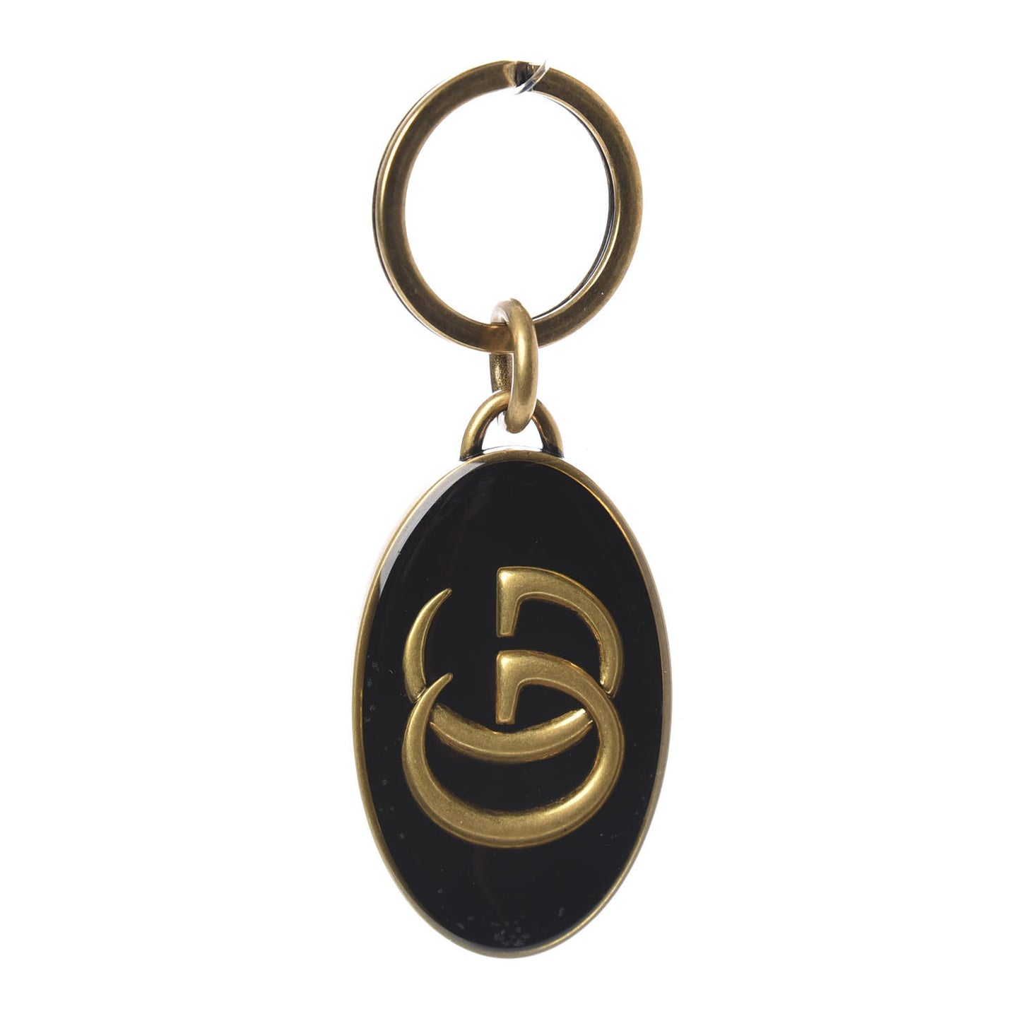 Enamel Double G Key Chain Black Gold