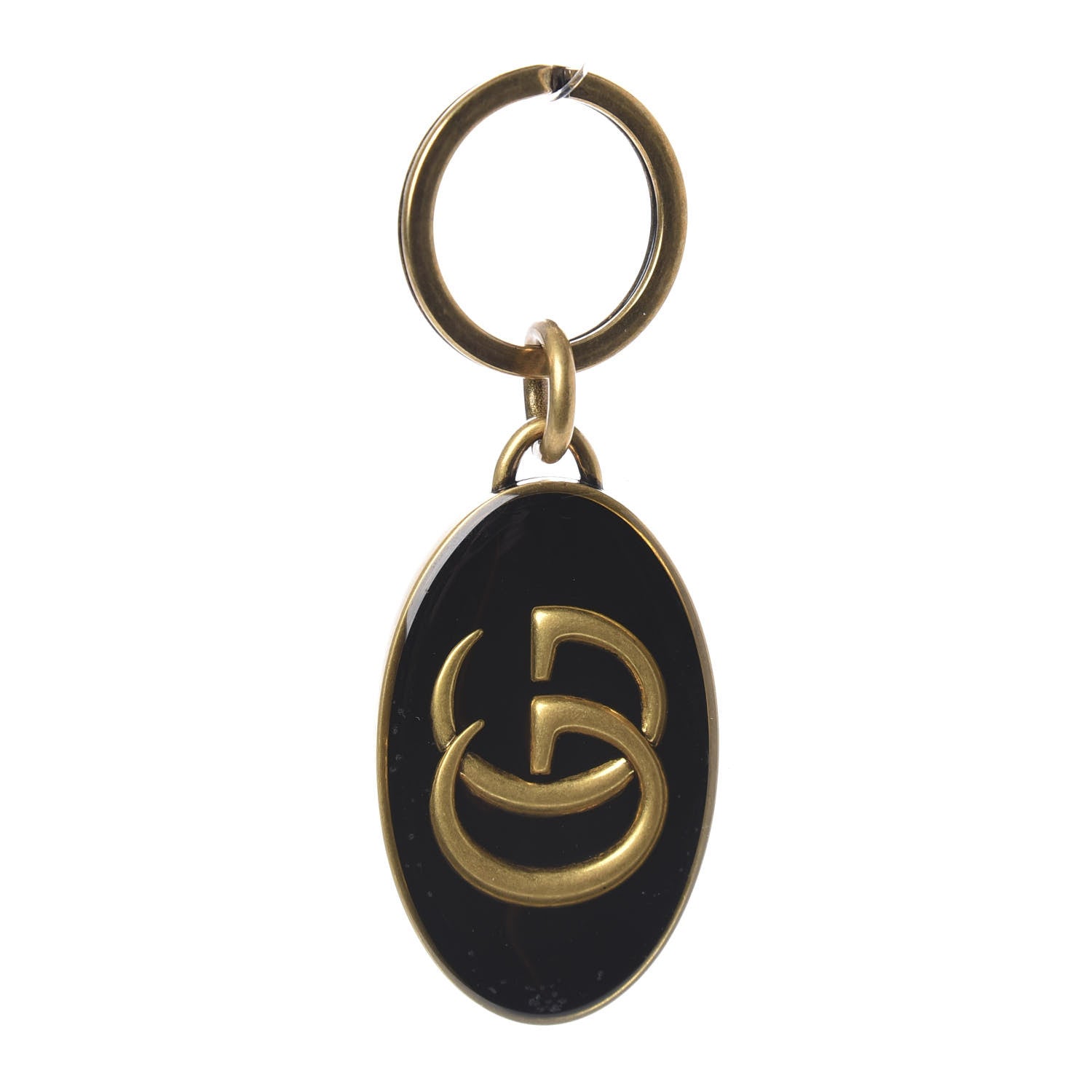 Gucci Enamel Double G Key Chain Black Gold 1 of 3