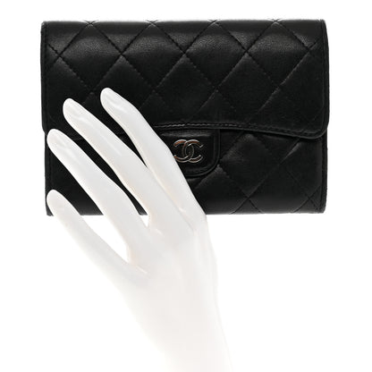 Chanel Lambskin Quilted Flap Card Holder Wallet Black 2 of 11