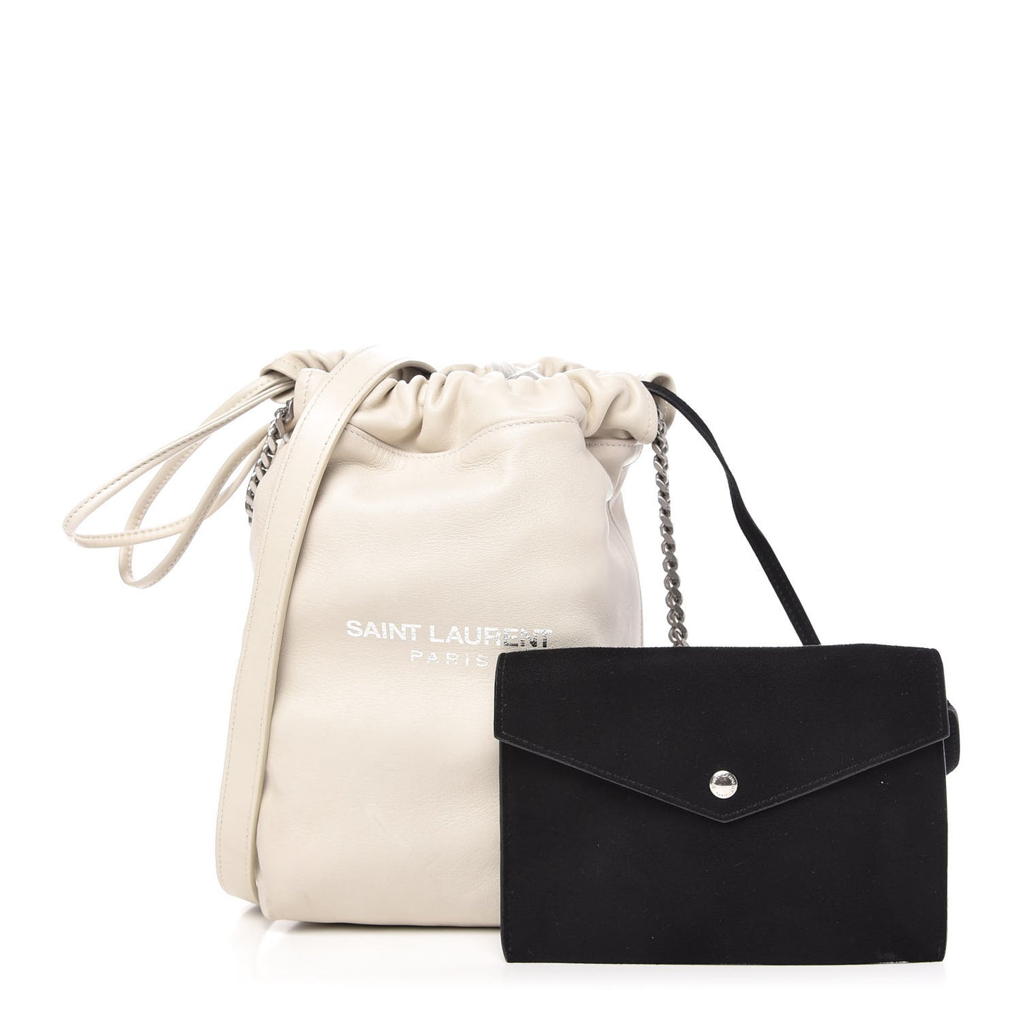 Lambskin Small Teddy Bucket Bag White