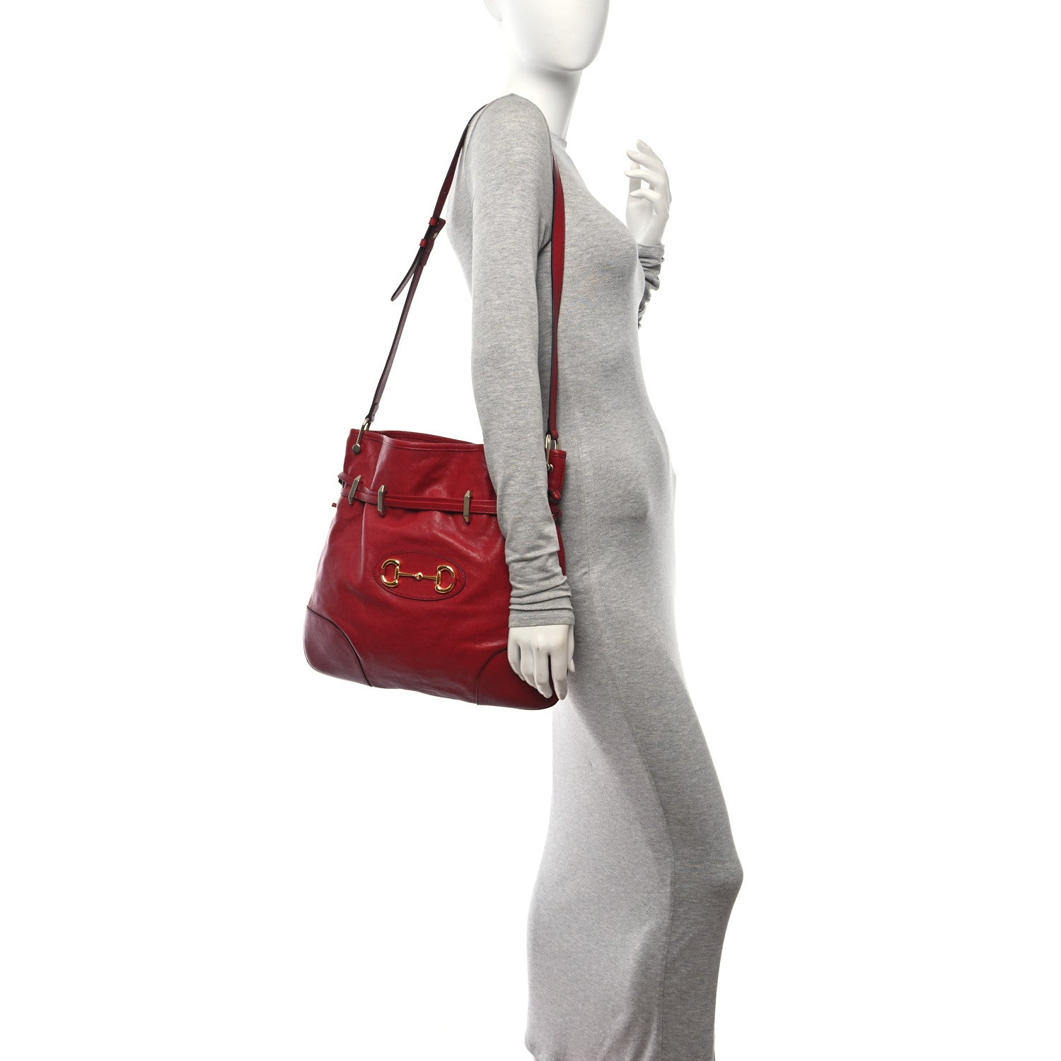 Gucci Sakai Be Green Calfskin Horsebit 1955 Cinch Top Messenger Bag New Cherry Red 2 of 10