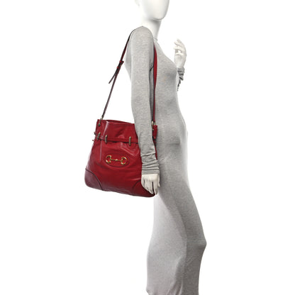Gucci Sakai Be Green Calfskin Horsebit 1955 Cinch Top Messenger Bag New Cherry Red 2 of 10