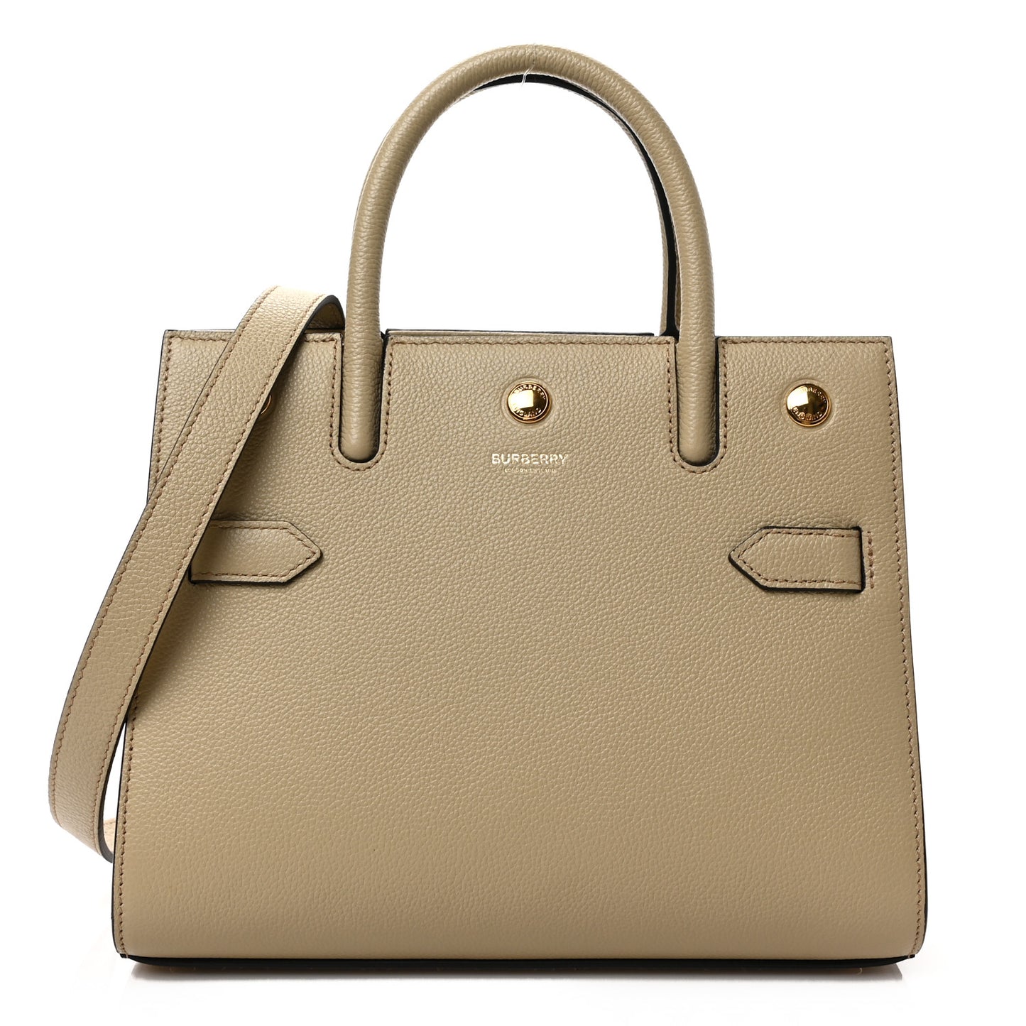 Grainy Calfskin Mini Two Handle Title Bag Camel