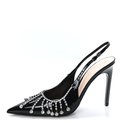 Gucci Vernice Crystal Nappa Charlotte Signoria Slingback Pumps 40 Black 1 of 9