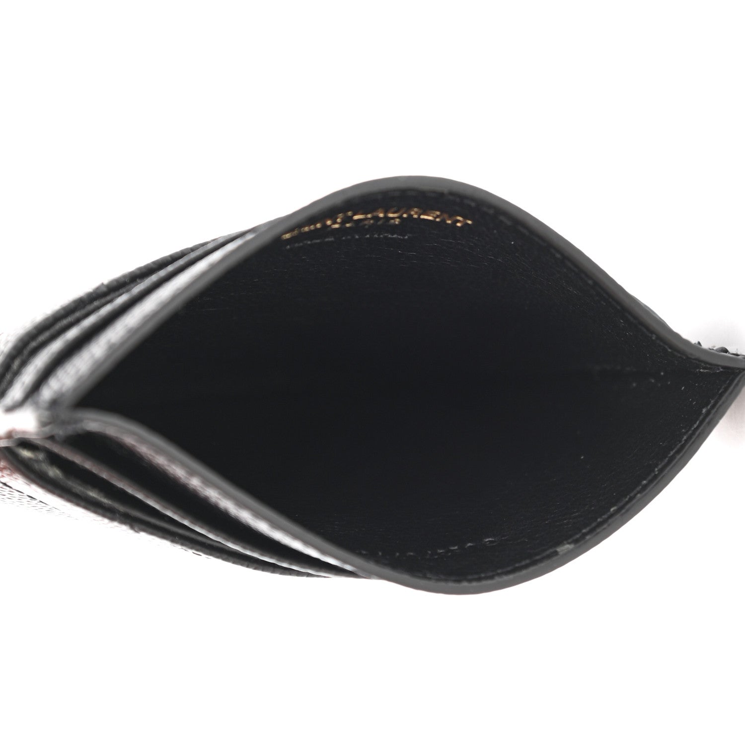 Saint Laurent Grain De Poudre Matelasse Chevron Monogram Credit Card Case Black 5 of 8