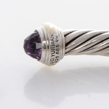 David Yurman Sterling Silver 14K Yellow Gold Amethyst 7mm Cable Classics Bracelet 4 of 4