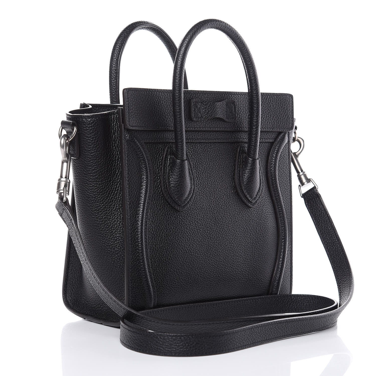 Celine Drummed Calfskin Nano Luggage Black 3 of 9