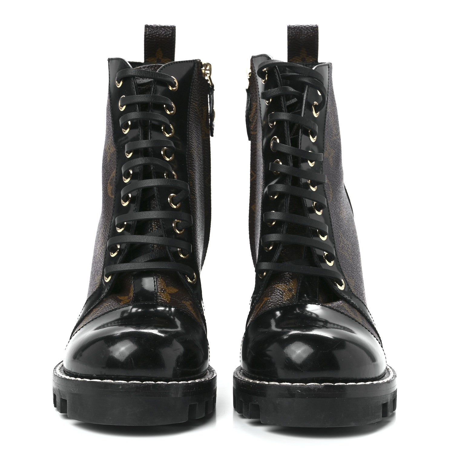 Louis Vuitton Patent Calfskin Monogram Star Trail Ankle Boots 36.5 Black 2 of 8