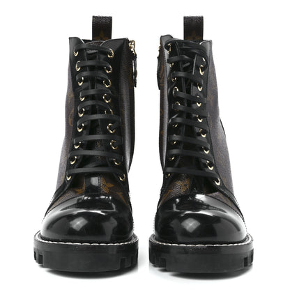 Louis Vuitton Patent Calfskin Monogram Star Trail Ankle Boots 36.5 Black 2 of 8