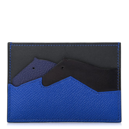 Hermes Epsom Evercalf Evercolor Sombrero Les Petits Chevaux Card Holder Bleu Royal Bleu Indigo Encre Obscur 1 of 6