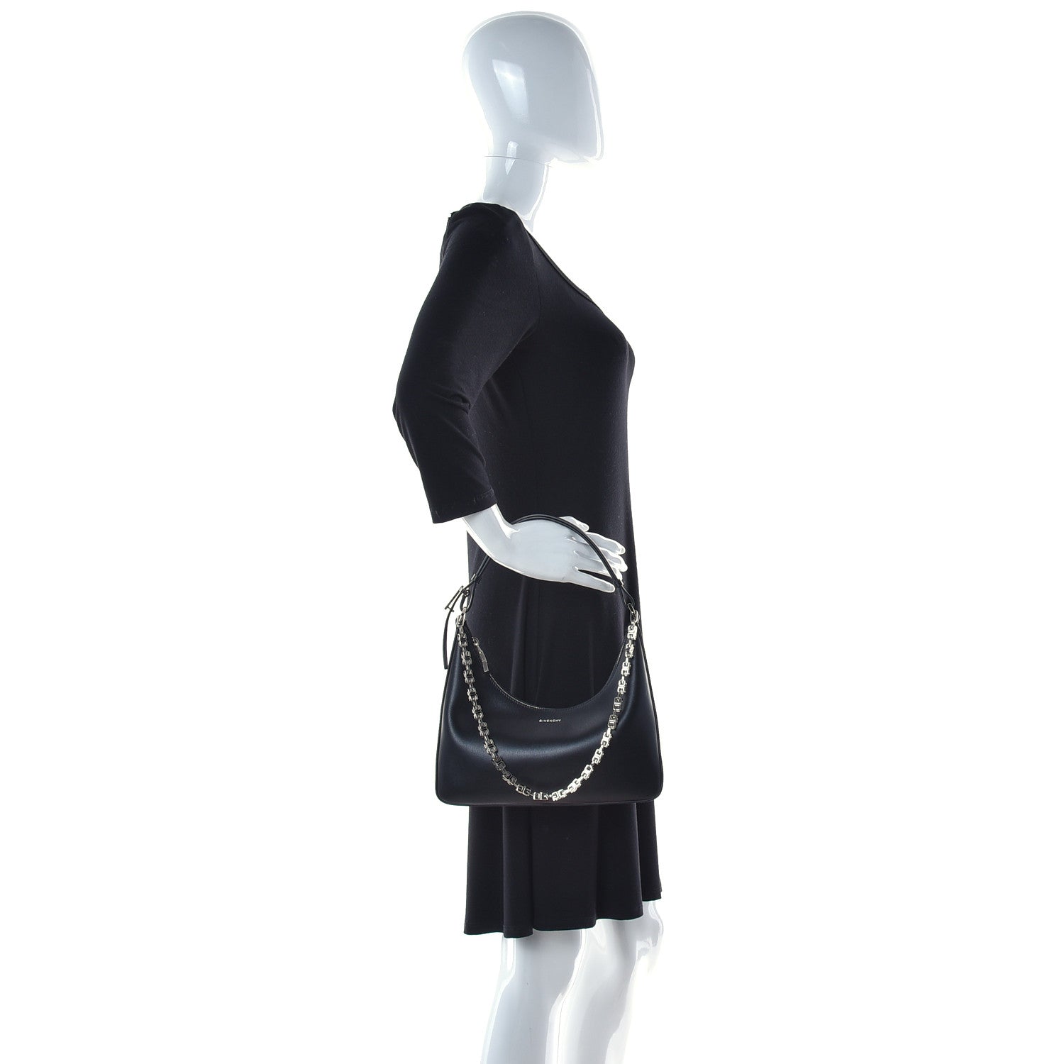 Givenchy Smooth Calfskin Small Moon Cut Out Shoulder Bag Black 2 of 11
