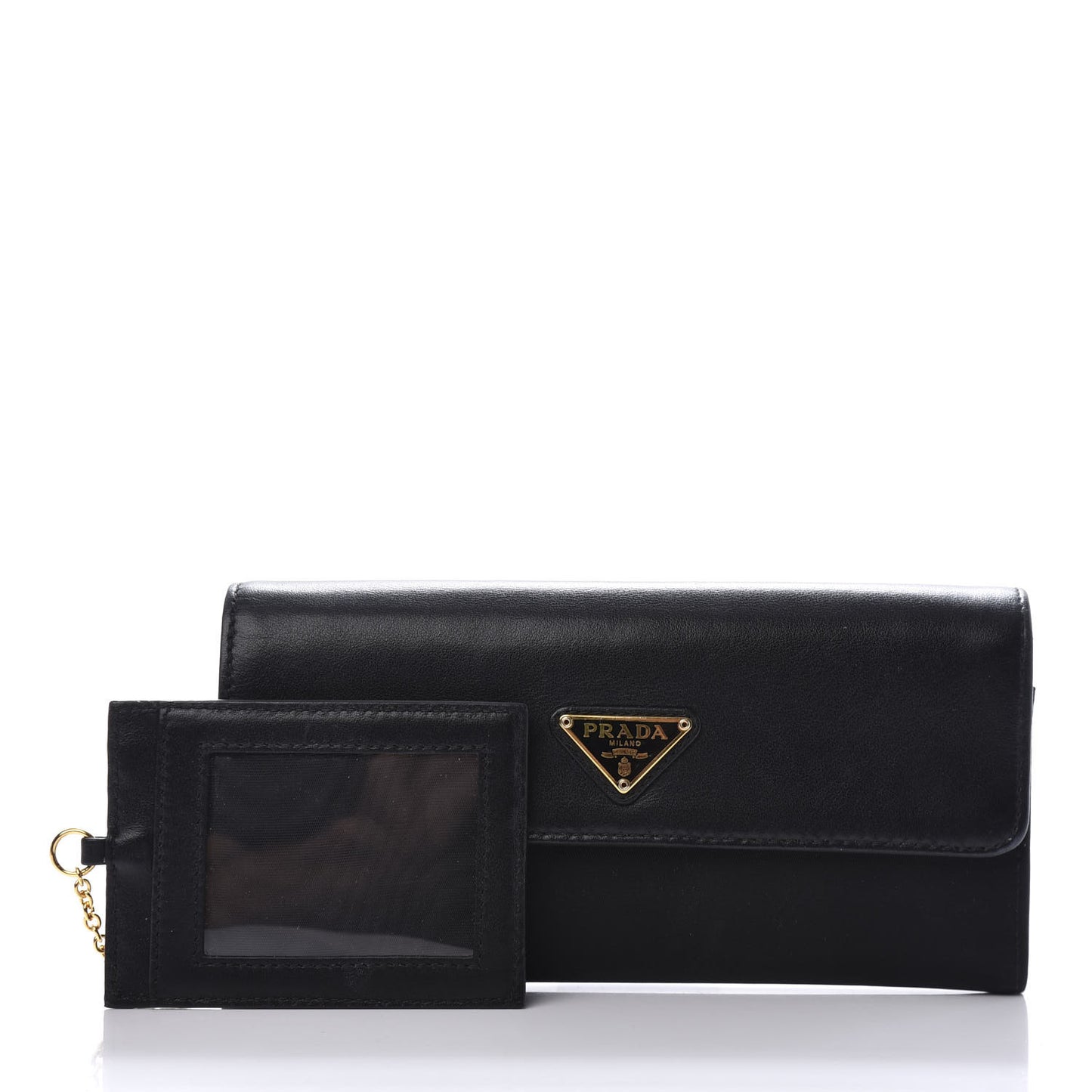 Tessuto Nylon Soft Calf Continental Flap Wallet Black