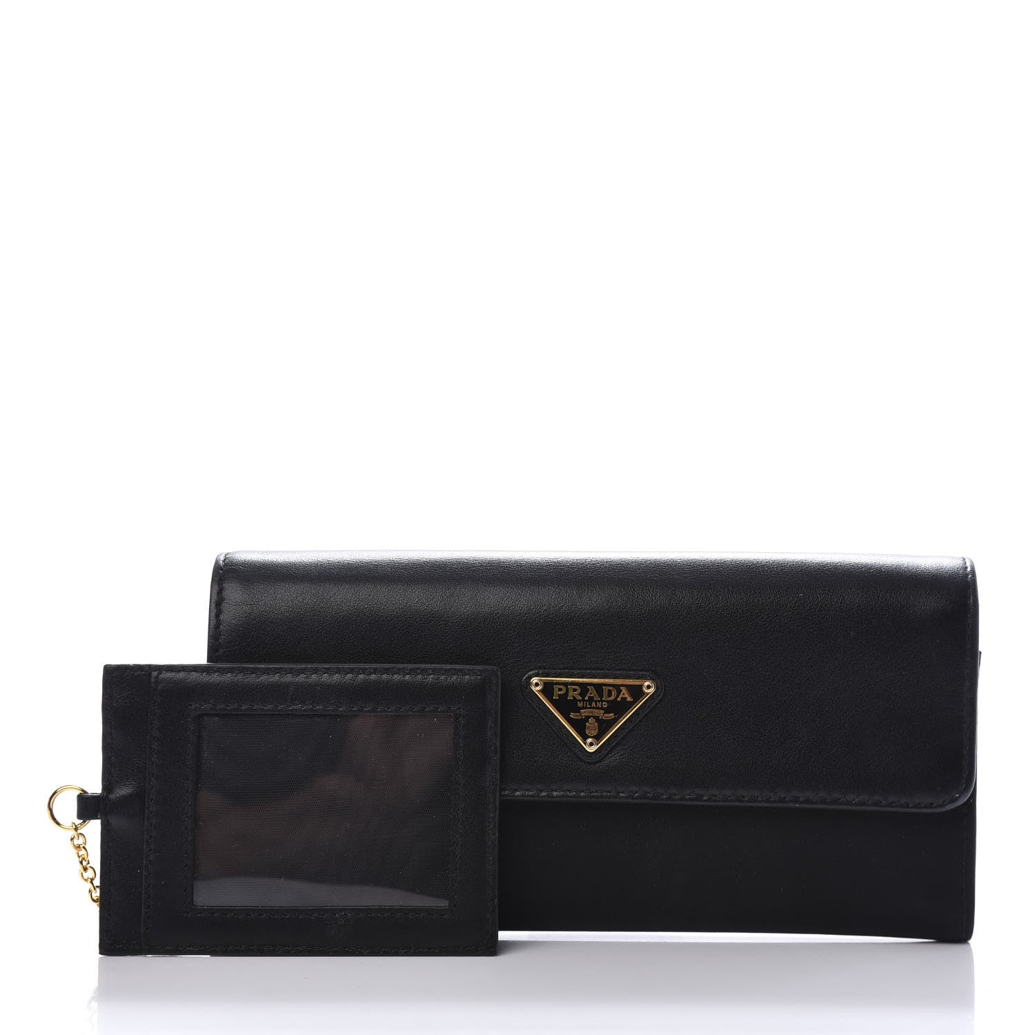 Prada Tessuto Nylon Soft Calf Continental Flap Wallet Black 3 of 8