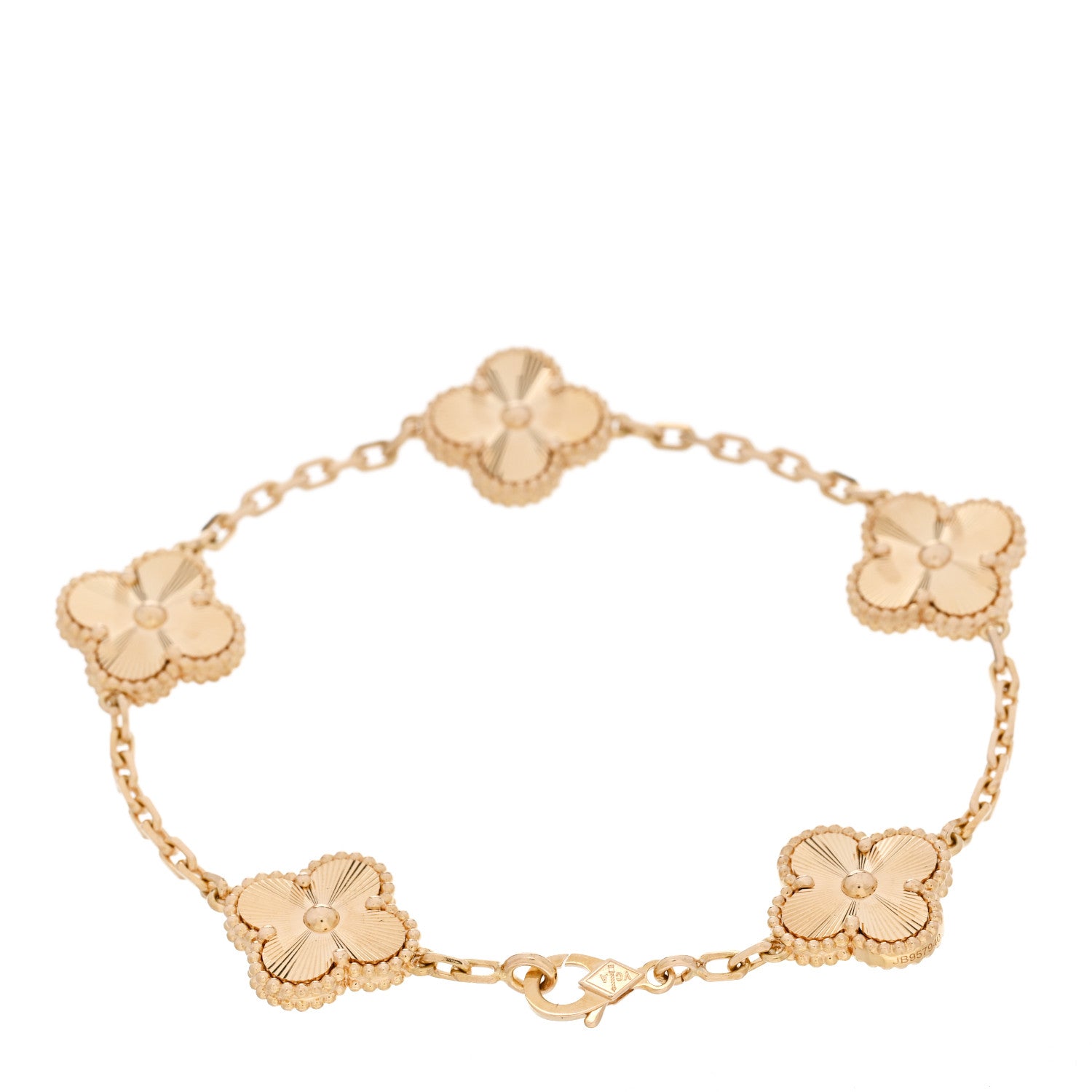 Van Cleef & Arpels 18K Yellow Gold 5 Motifs Guilloche Vintage Alhambra Bracelet 2 of 5