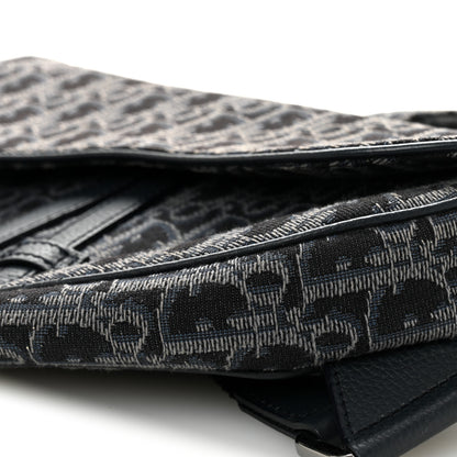 Christian Dior Oblique Mens Saddle Bag Black Blue 9 of 10