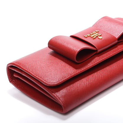 Prada Saffiano Fiocco Bow Continental Wallet Fuoco 5 of 11