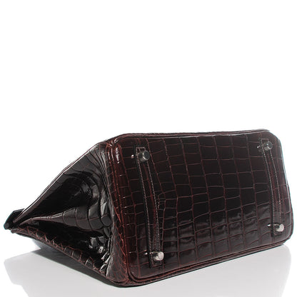 Hermes Shiny Niloticus Crocodile Birkin 30 Chocolate 5 of 25