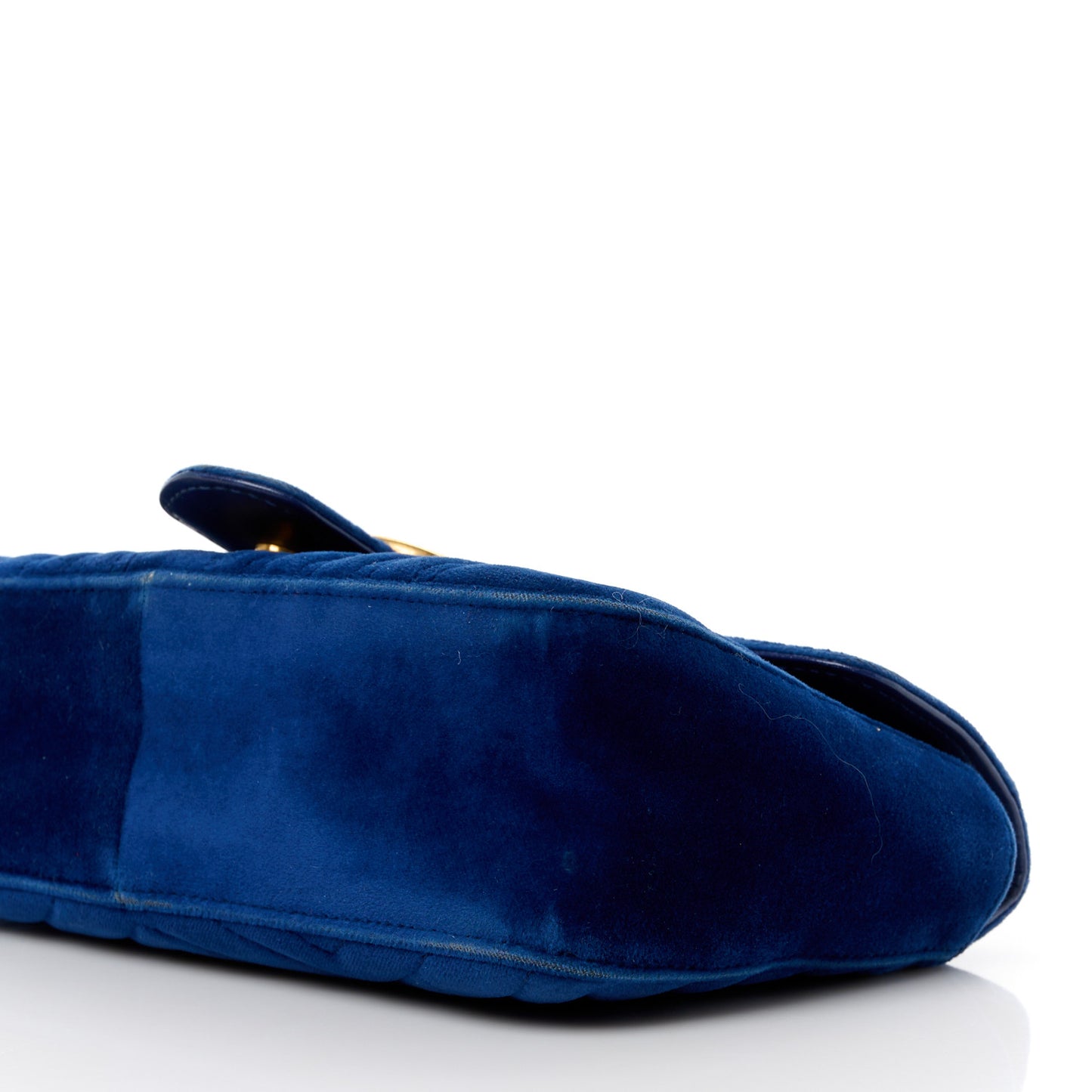 Velvet Matelasse Small GG Marmont Shoulder Bag Cobalt Blue