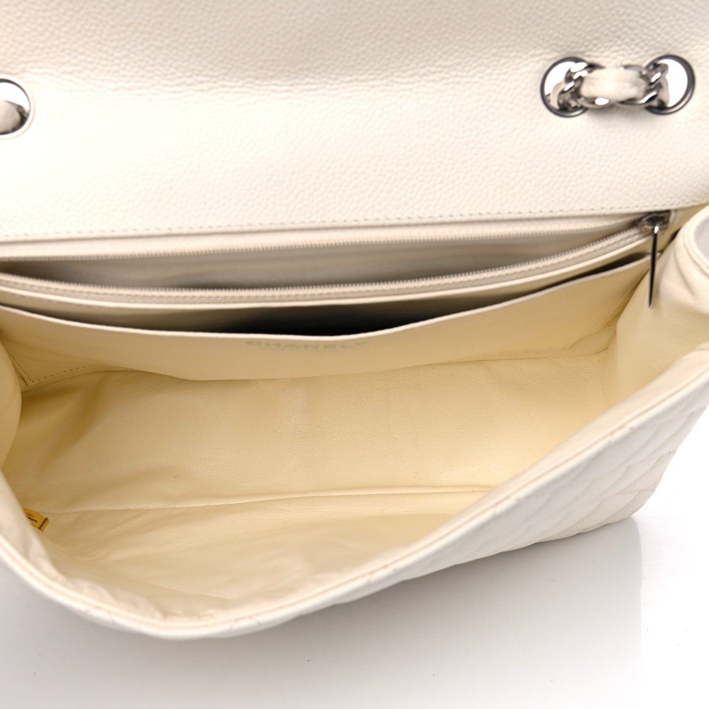 Caviar Quilted Jumbo Single Flap White