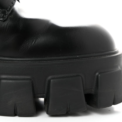 Prada Spazzolato Rois Re-Nylon Metal Triangle Logo Mens Monolith Pouch Pocket 60mm Combat Boots 7 Black 11 of 13