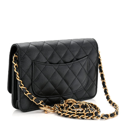 Chanel Pearly Caviar Quilted Fit For You Wallet On Chain WOC Black 3 of 11