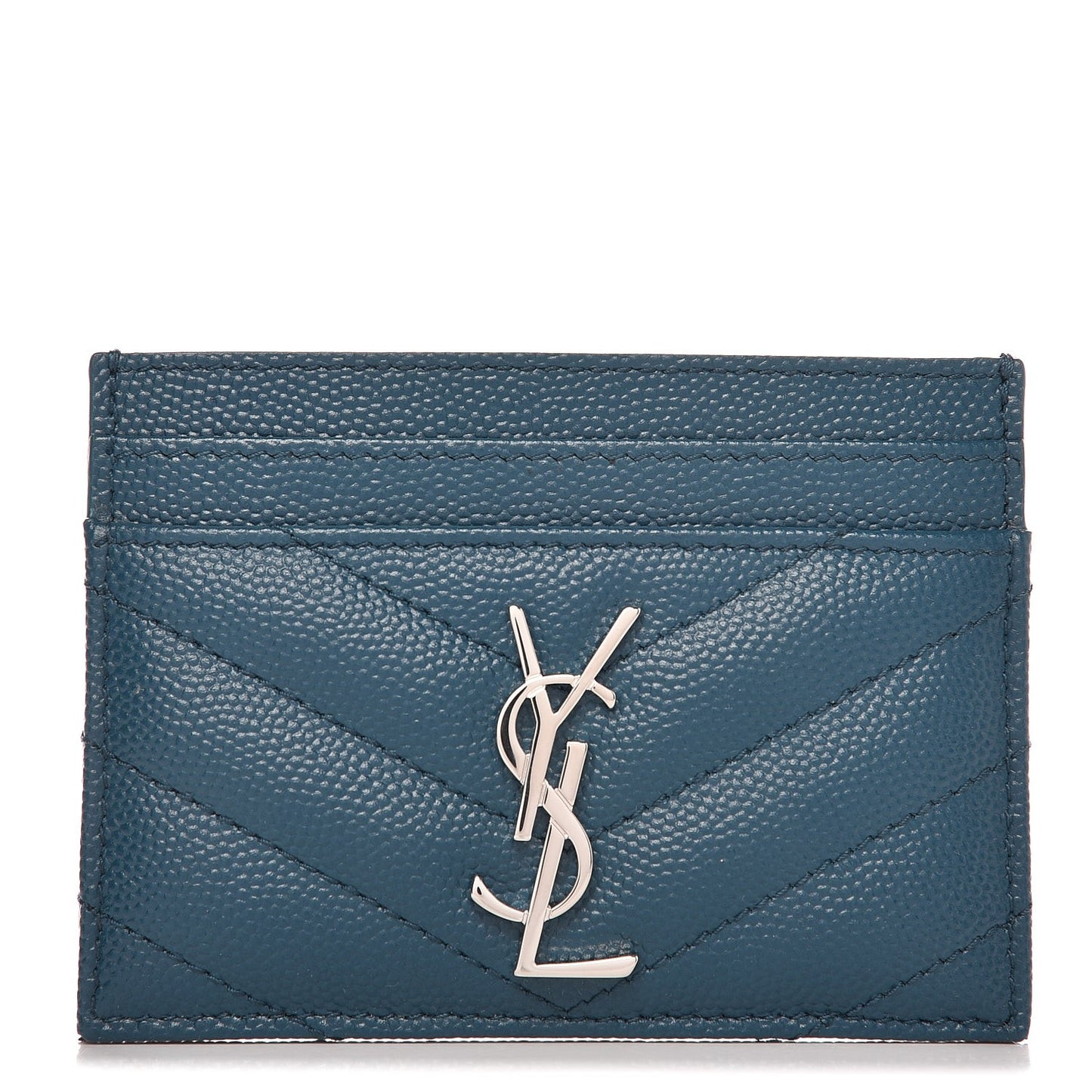 Grain De Poudre Matelasse Chevron Monogram Credit Card Case Peacock Green