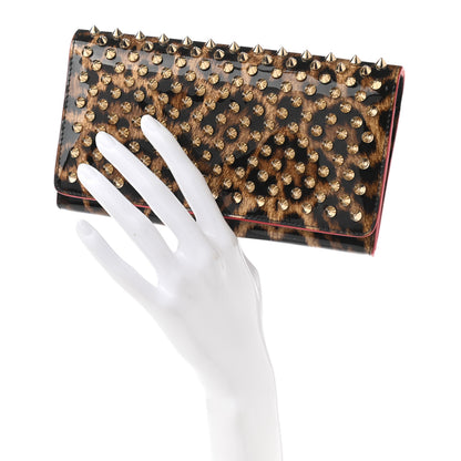 Christian Louboutin Patent Spiked Macaron Flap Wallet Leopard 3 of 10