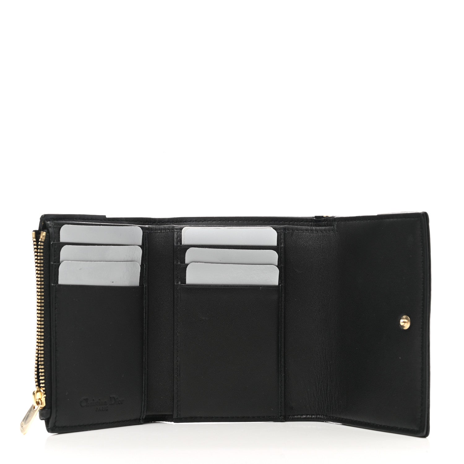 Christian Dior Lambskin Cannage Lady Dior Compact Wallet Black 4 of 8