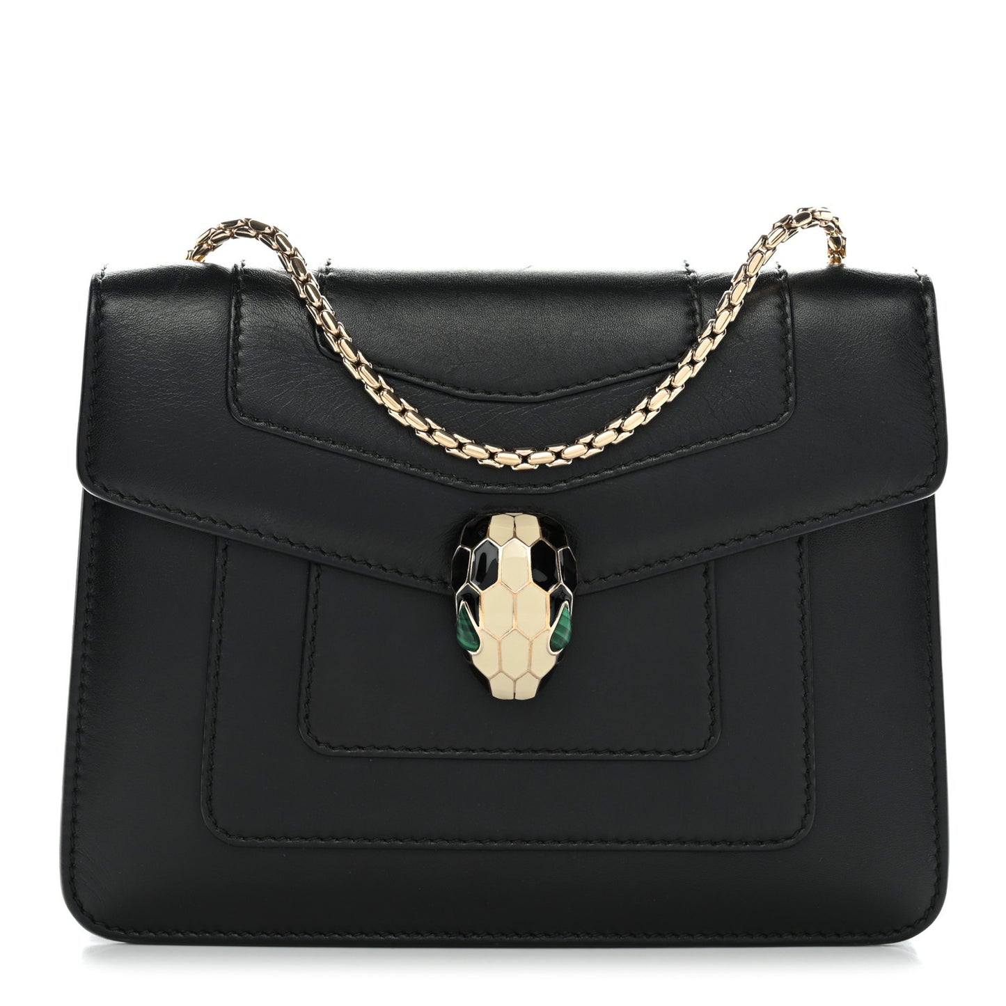 Calfskin Small Serpenti Forever Snake Strap Crossbody Bag Black