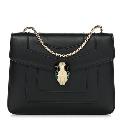 Bulgari Calfskin Small Serpenti Forever Snake Strap Crossbody Bag Black 1 of 12