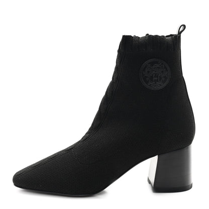 Hermes Knit Calfskin Jenna 60 Ankle Boots 38.5 Black 1 of 8
