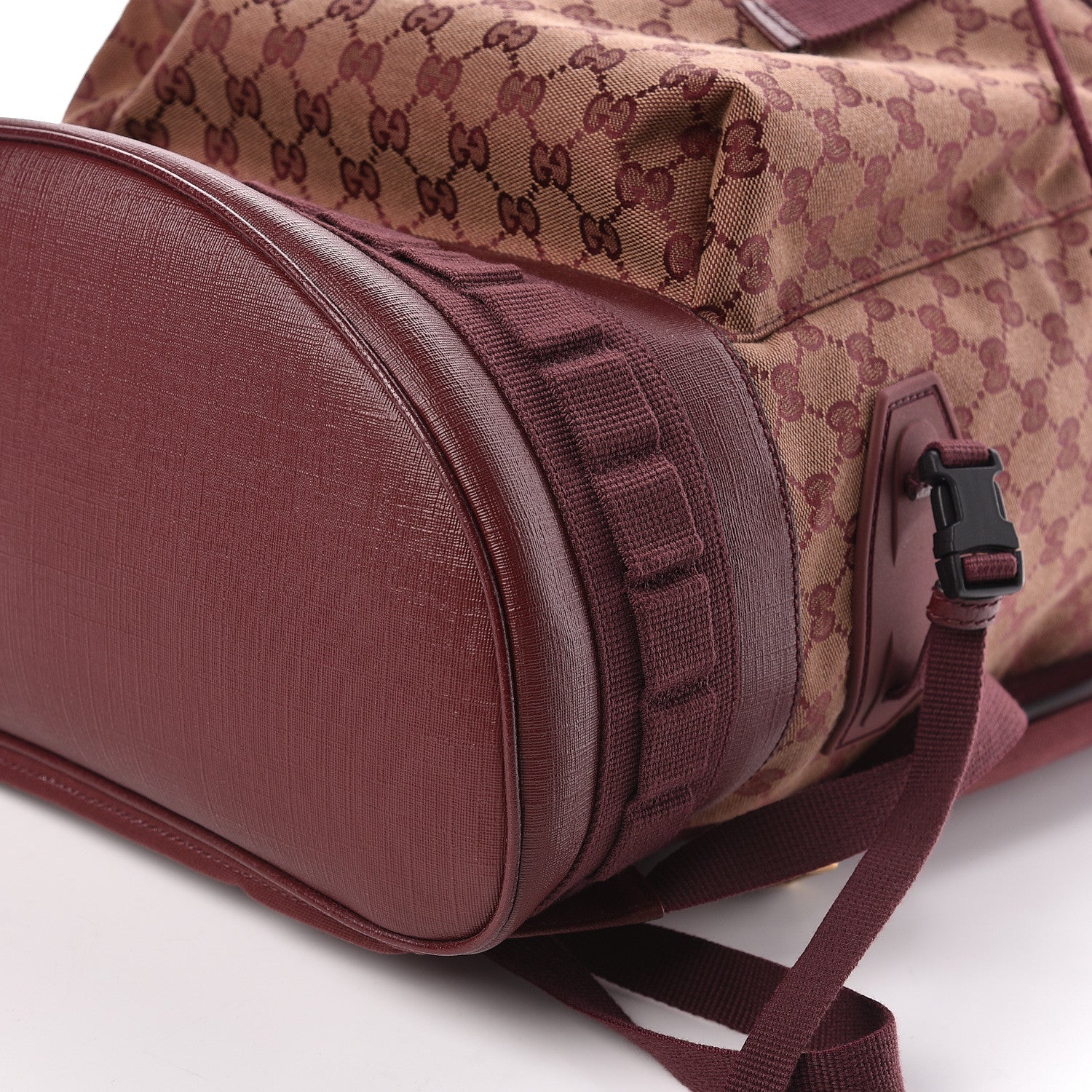 Gucci GG Monogram Script Logo Large Double Pocket Backpack Sahara Rubino Bordeaux 10 of 10