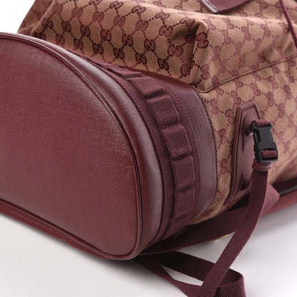 Gucci GG Monogram Script Logo Large Double Pocket Backpack Sahara Rubino Bordeaux 10 of 10