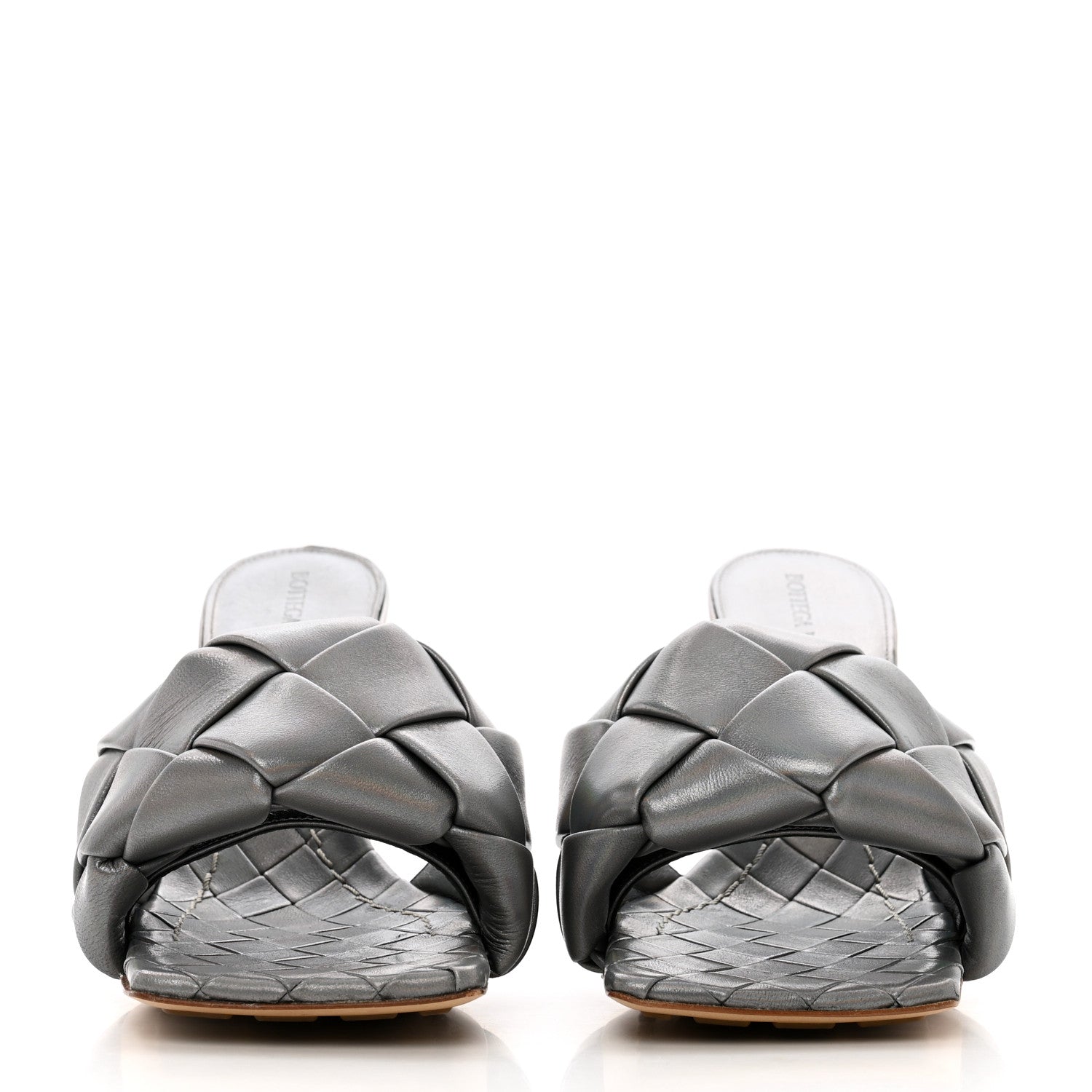 Bottega Veneta Laser Nappa Maxi Intrecciato Lido 90mm Mule Sandals 37 Oyster 2 of 7