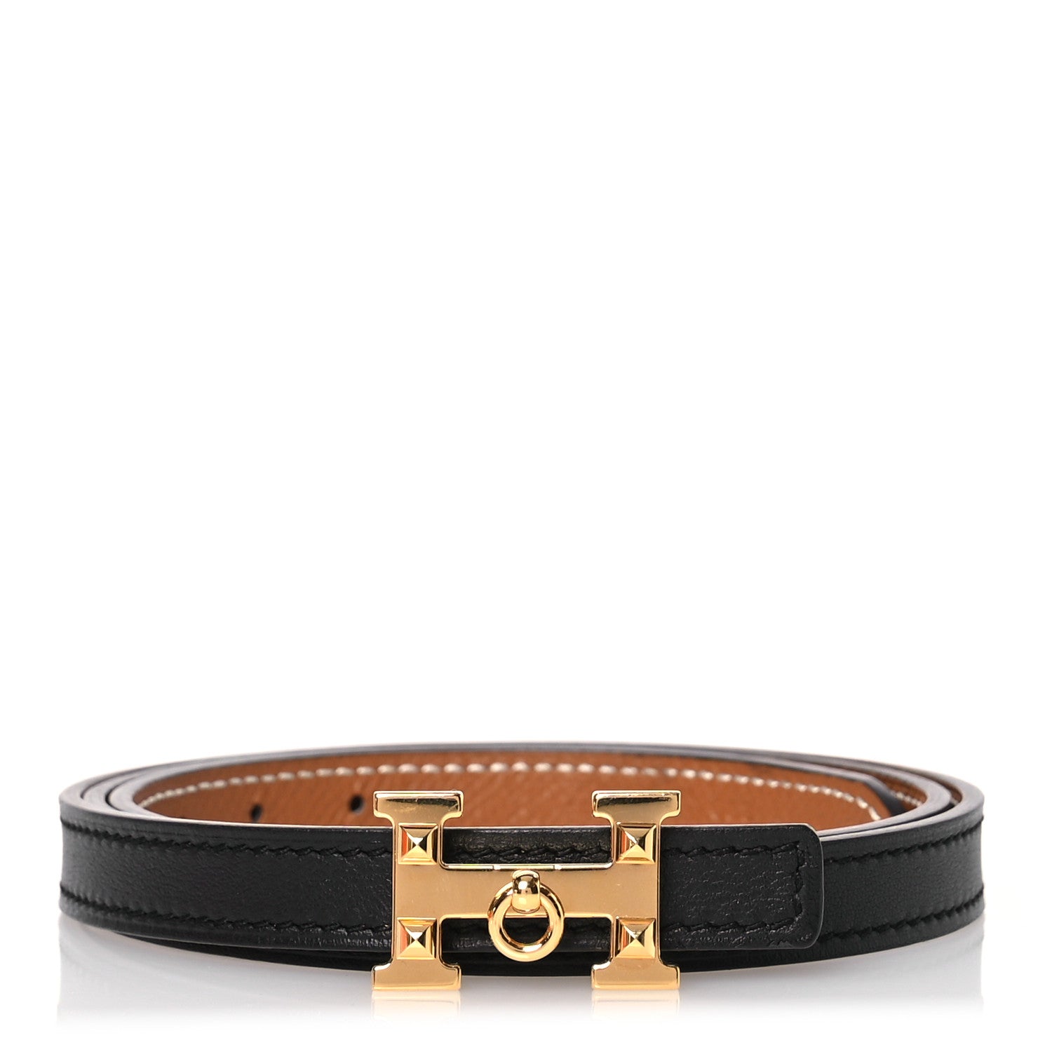 Hermes Swift Epsom 13mm 5382 Rock Belt 75 Black Gold 1 of 6