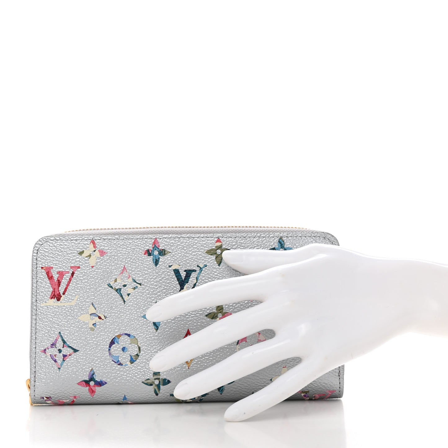 Metallic Monogram LV Garden Zippy Wallet Silver