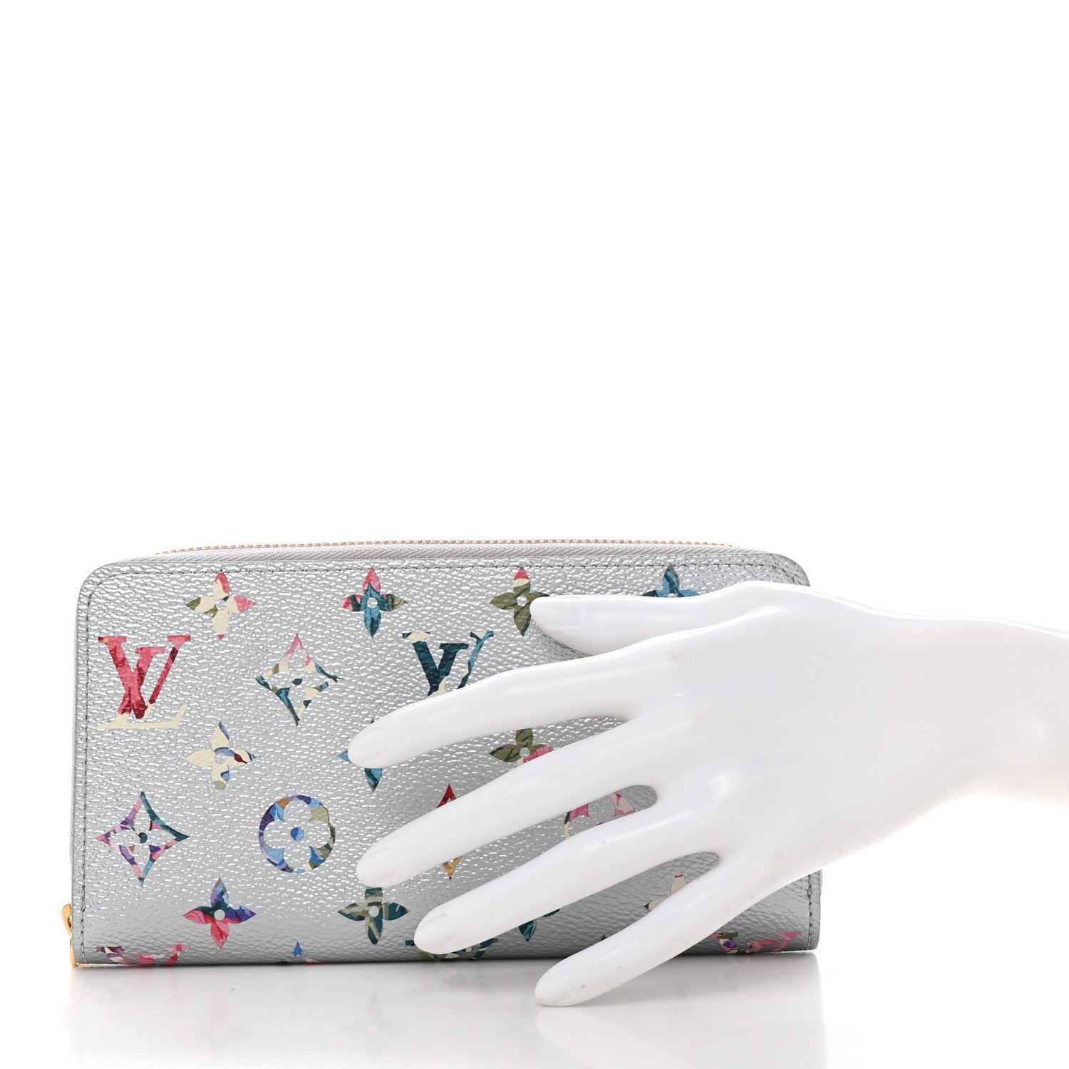 Louis Vuitton Metallic Monogram LV Garden Zippy Wallet Silver 2 of 6