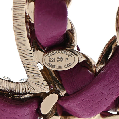 Chanel Lambskin Crystal CC Chain Brooch Purple Gold 5 of 5