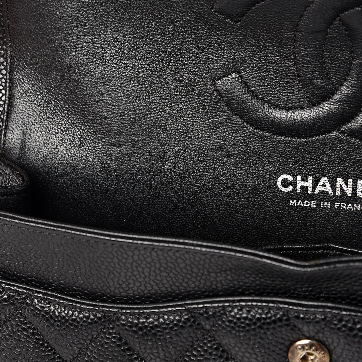 Caviar Quilted Medium Double Flap Black