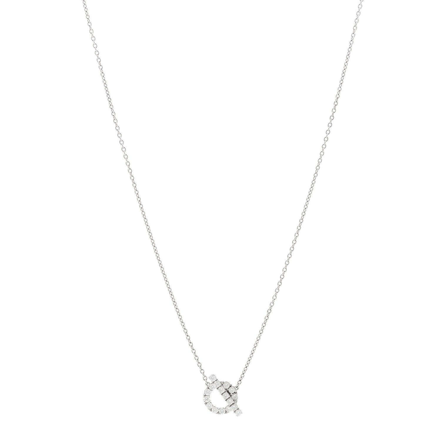 Hermes 18K White Gold Diamond Finesse Pendant Necklace 1 of 6